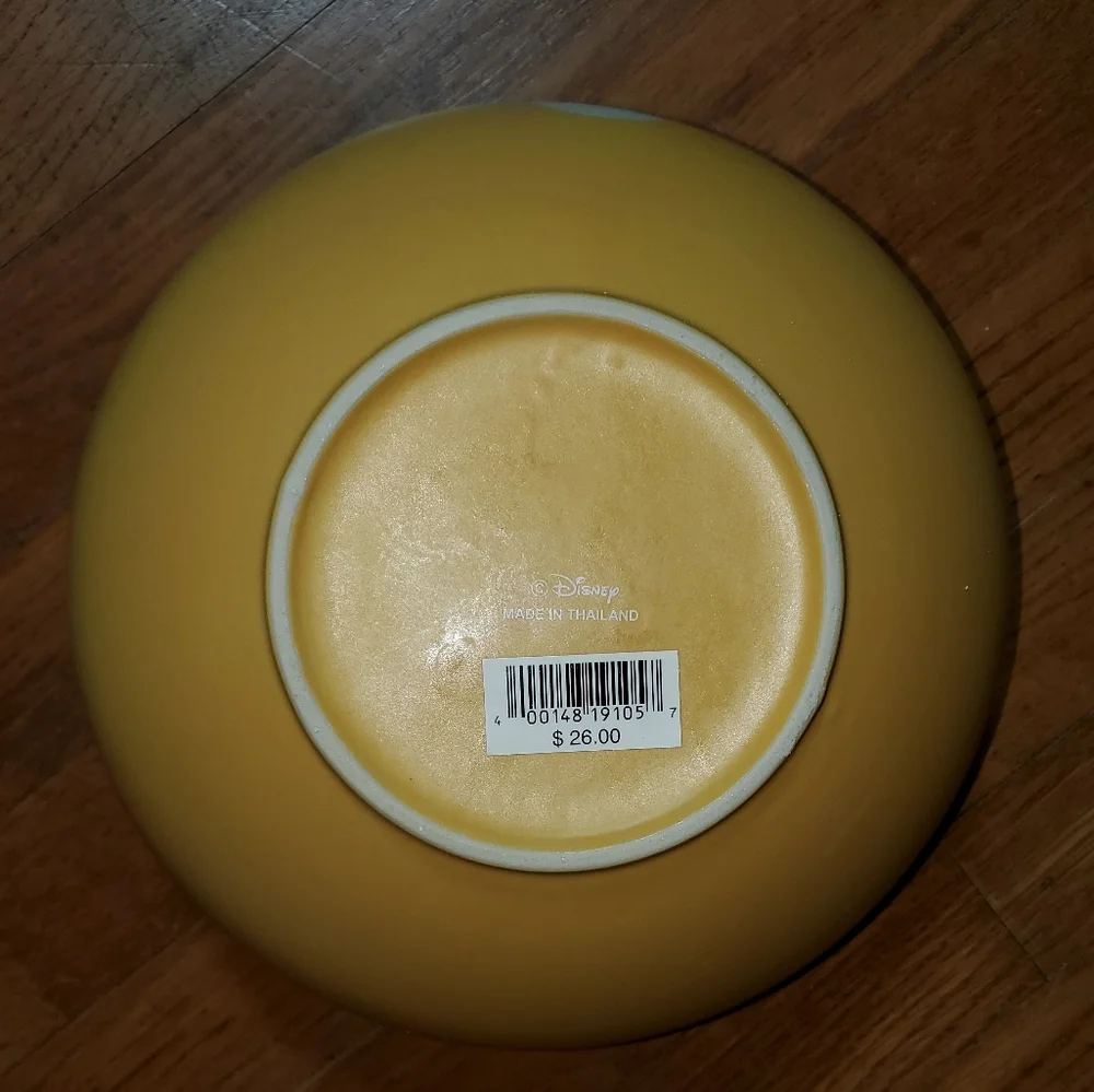 Disney Yellow Serving Bowl with Mickey Mouse Design RARE